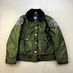 Vintage Sheriff Uniform Jacket Womens 10 Green Butwin Bomber Quilt Lined USA 70s